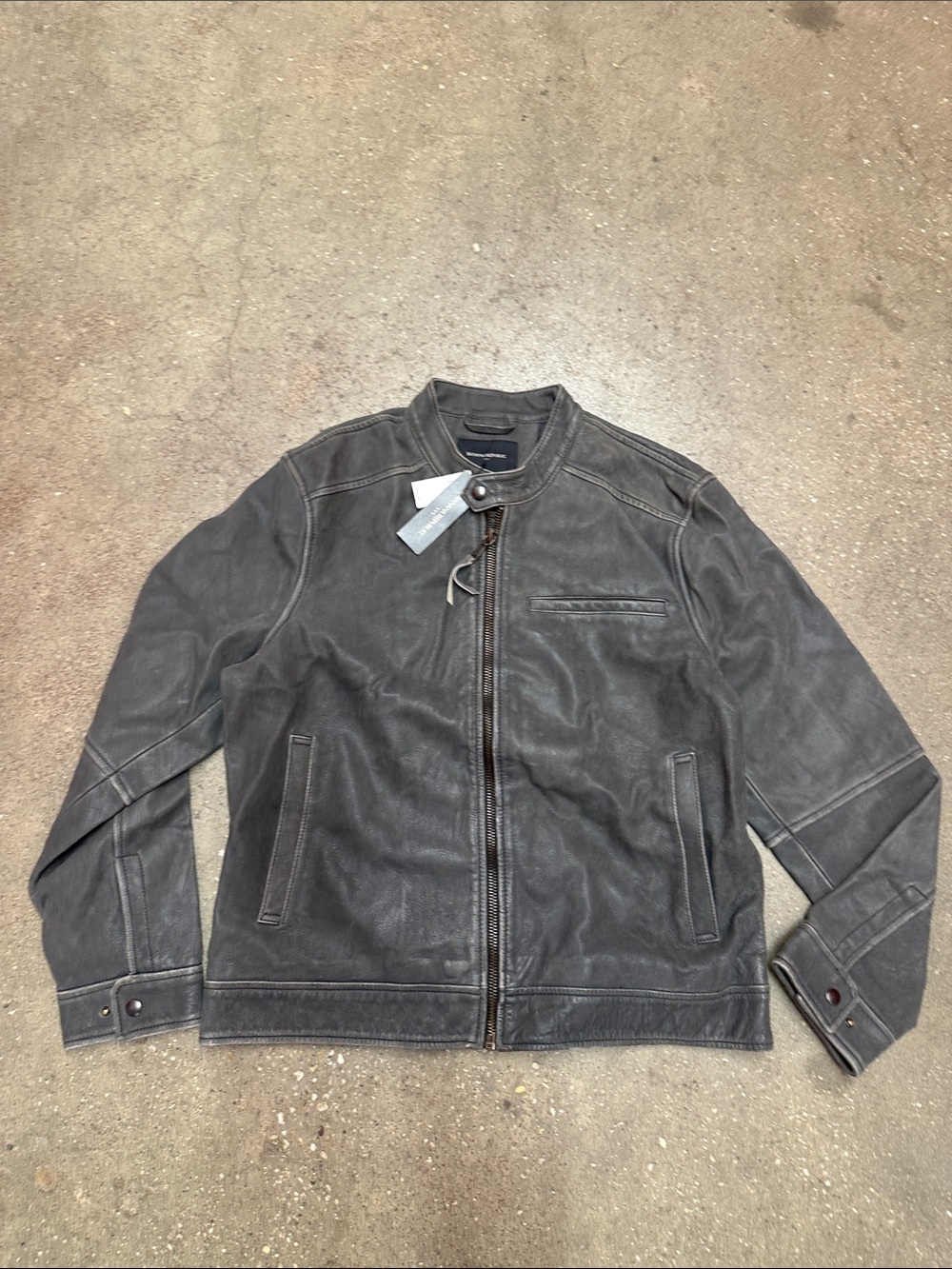 Banana Republic Charcoal Leather Bomber Jacket